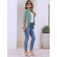 thumbnail image 2 of DARING DIVA Womens Open Front 3/4 Sleeve Draped Ruffles Eyelet Cardigans S Grey Green, 2 of 6