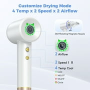 High Speed Hair Dryer - Bopcal 200 Million Negative Ionic Blow Dryer for Hair Care,4 Temps & 2 Speeds,for Home, Travel and Gift Choice(White)