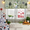 thumbnail image 5 of Snowman Curtain Valances for Windows, Kitchen Valance Window Treatments Panel 2 Pack, Christmas Green Balls Snowflakes Farmhouse Plaid Rod Pocket Short Curtains for Bathroom Bedroom 54 x 18 Inch, 5 of 8