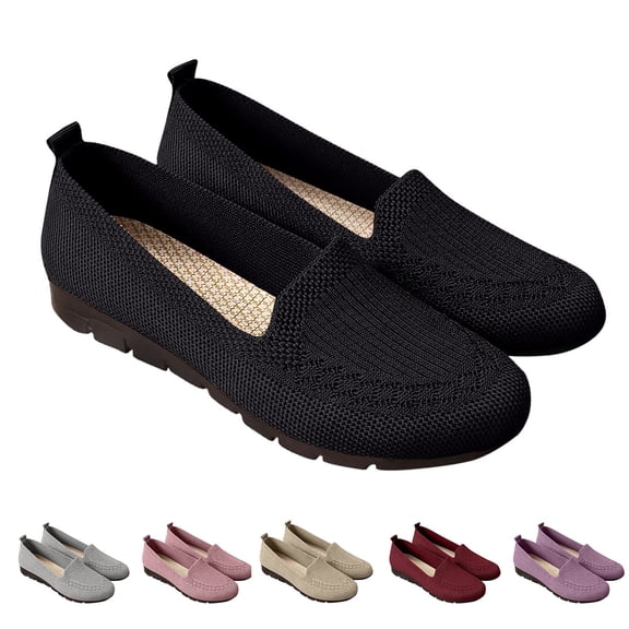 Crunowin Women's Flats, Knit Mesh Slip-Resistant Breathable Spring Fall Comfortable Shoes Purple 9