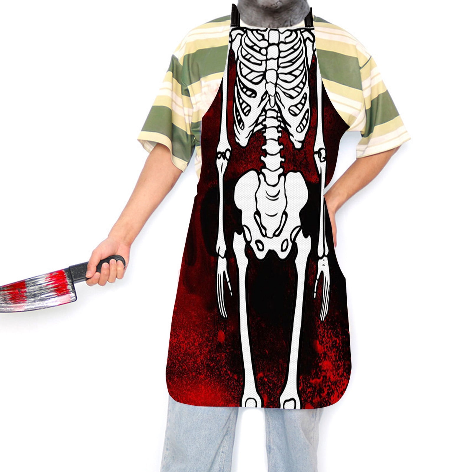 Halloween Apron For Men And Women, Premium Skull Rose Pattern Gothic Holiday Decorative Apron for Kitchen, Dining Room, Cooking