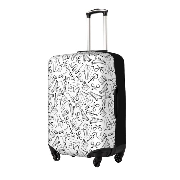 Balery Black White Music Funda de equipaje, fundas para maletas, elástica, lavable, protector de maletas, compatible con maletas de 18 a 32 pulgadas-Large