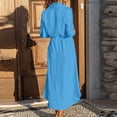 thumbnail image 6 of Joau Plus Size Cotton Linen Shirt Dress for Women, Dressy Casual Long Sleeve Buttons Down Dress Loose Fit Flowy Maxi Long Dress Loungewear, 6 of 8