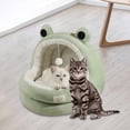 thumbnail image 1 of Cama para gatos, cueva, nido de Gato semicerrado, escondite para gatitos, acogedor, accesorios suaves para mascotas, perrera con fondo antideslizante, , verde s, 1 of 8