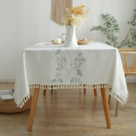 High Quality Washable Wrinkle Free Tablecloth with Tassel For Person Dinning Table