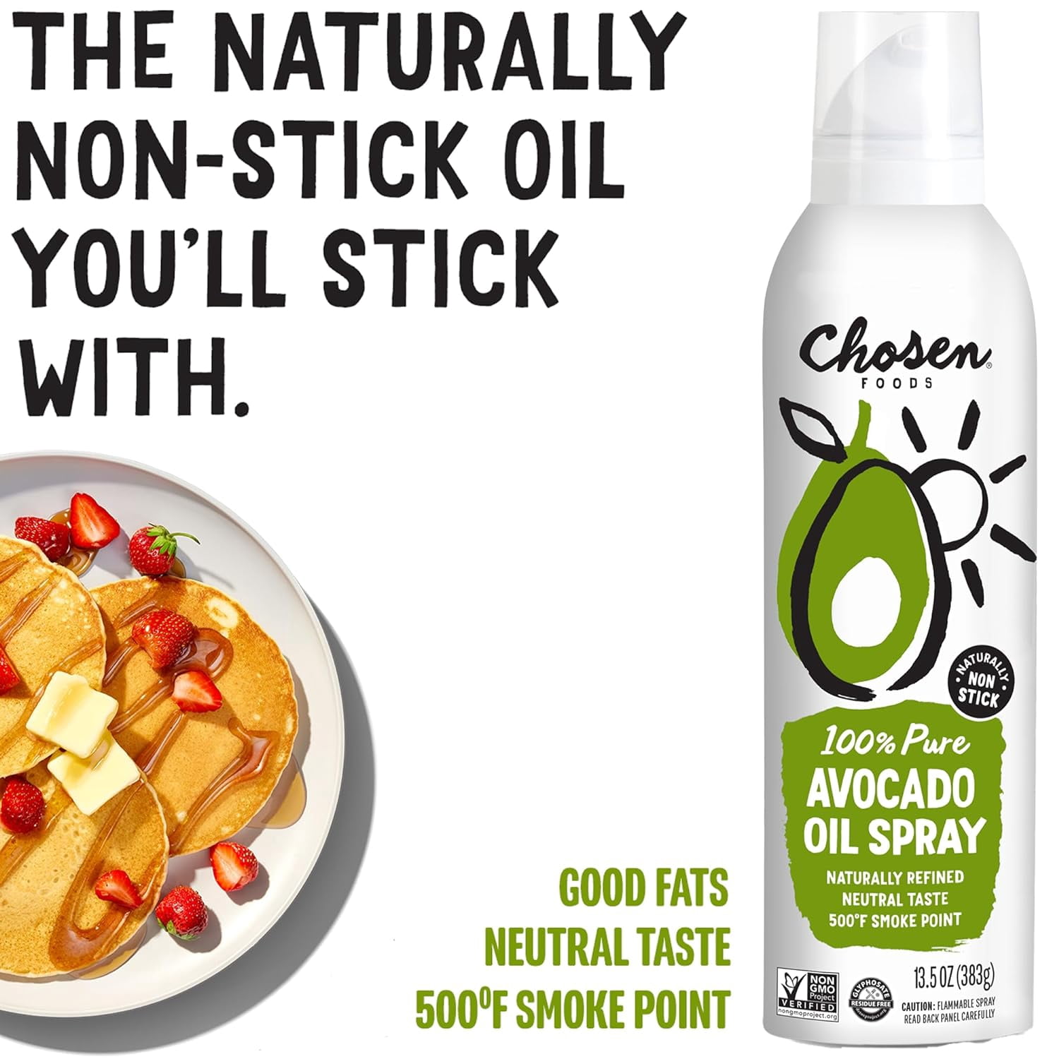 Pack of 6, Chosen Foods 100% Pure Avocado Oil Spray, 13.5 oz