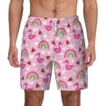 thumbnail image 2 of Picia Cute Flamingo pattern Mens Swim Trunks with Compression Liner Stretch Beach Shorts Quick Dry with Zipper Pockets No-Chafing Board Shorts-Large, 2 of 9