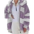 thumbnail image 1 of LUXUR Women Color Block Coat Plush Winter Warm Jacket Purple 3XL, 1 of 2