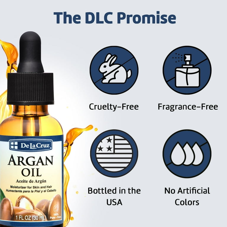 De La Cruz Argan Oil, 100% Pure Cold-Pressed Moroccan Oil, Natural