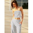 thumbnail image 4 of Conjunto de dos piezas Panadila para mujer, trajes de salón de verano a rayas, 4 of 6