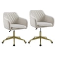 thumbnail image 3 of Linon Lyla Gold Metal Base Upholstered Office Chair with Wheels in Off White, 3 of 13