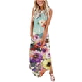 thumbnail image 1 of SMihono Robe Maxi Bohème d'Été pour Femmes Grande Taille Design Décontracté Robe Longue Sans Manches Col en V Robe de Plage, 1 of 5