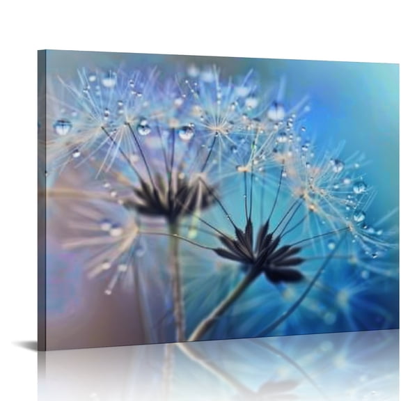 YILUYINQING Blue Flower Dandelion Art Modern Canvas Prints on Canvas Wall Art for Home Decor, Ready To Hang Room Decoration 16x12in