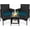 Black rattan + green cushion, variant on Towallmark 3 Piece Patio Bistro Set, Outdoor All-Weather PE Rattan Furniture with 2 Chairs & Glass Coffee Table, Soft Cushions for Balcony, Porch, Backyard, Apartment