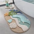 thumbnail image 6 of Beach Bathroom Rugs Soft, Absorbent, Non Slip Bath Mat for Bathroom, Kitchen, Entryway Decor with Starfish Shell Design, 60*90cm, 6 of 8