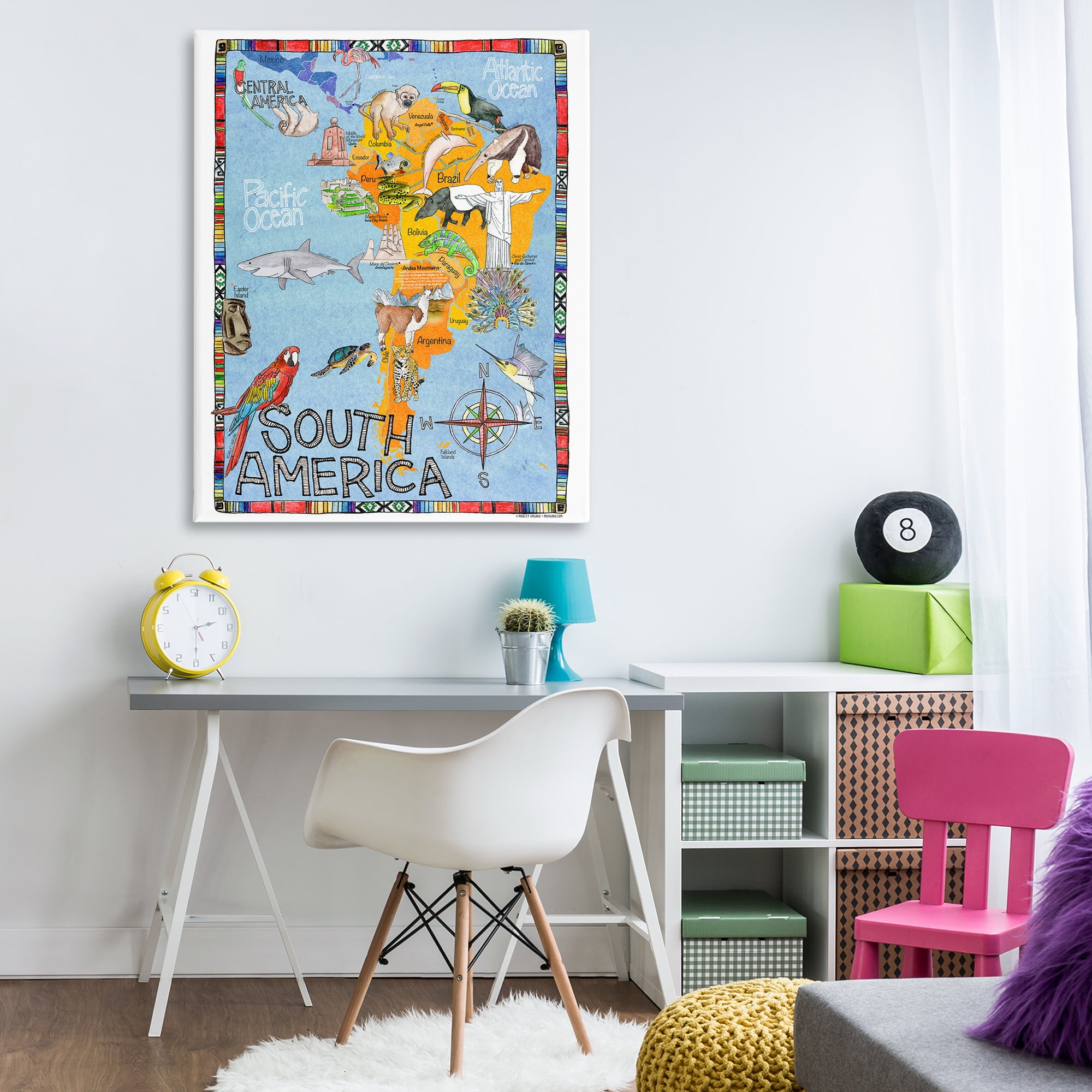 Stupell Industries South Africa Animal Map Town & City Painting Gallery Wrapped Canvas Art Print Wall Art, 36 x 48