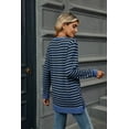 thumbnail image 3 of New Women's Striped Contrast Color Round Neck Long Sleeve Loose T-Shirt Top, 3 of 3