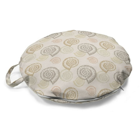 

Nautical Round Floor Cushion with Handle Illustration of Spiral Formed Ammonite Shells in Muted Tones Decorative Pillow for Living Room & Dorms 18 Round Pale Eggshell and Multicolor by Ambesonne