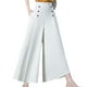 thumbnail image 1 of Pantalones de pierna ancha para mujer, pantalones rectos decorados con botones de cintura alta, ropa de calle elástica, pantalones palazzo largos para , , 4XL, 1 of 5