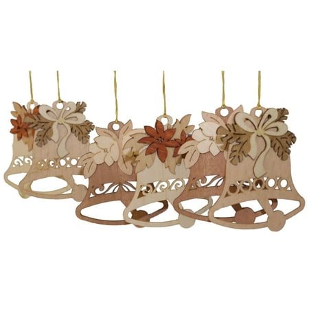 - Christmas Bells German Wooden Ornament Set of 6 Made in Germany Decoration