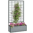 thumbnail image 2 of Outsunny Wooden Raised Garden Bed with Trellis, Removable Pots, Raised Planter Box for Climbing Vines, Vegetables, Flowers, 29 x 11 x 52 in., Gray, 2 of 9