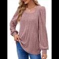 thumbnail image 3 of Camisas Tipo Túnica para Mujer, Camisas Holgadas de Larga, Camisas de Cuello Cuadrado Rosa M, 3 of 8