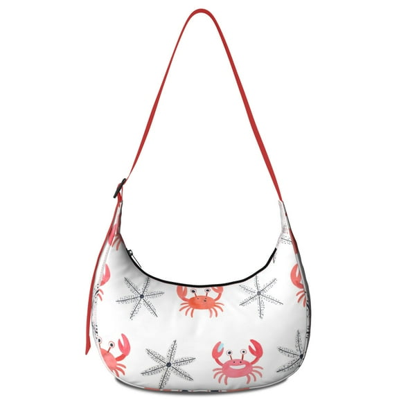 Shoulder Bag Marine Adorable Crab Sling Crescent Bag for Unisex Women Men Casual Dumpling Bag Casual Handbag Adjustable Strap