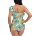 thumbnail image 5 of Gaeub Cute Pineapples Women's One Shoulder Ruffle Tummy Control Swimwear for Swimming Surfing Beach Party - Small, 5 of 8