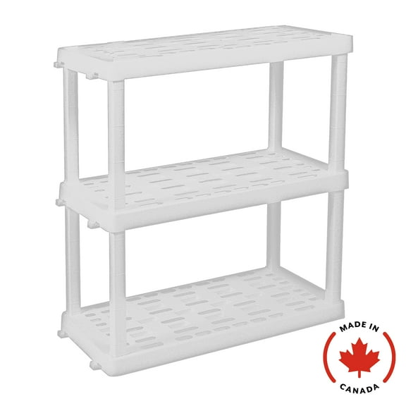Hyper Tough Plastic Shelving Unit 3-Tier 38"H x 18"D x 36"W White-450 lb Total Capacity