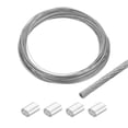 thumbnail image 1 of Uxcell Cable de acero inoxidable de 66 pies 304 con recubrimiento de vinilo de 1/16" con 4 fundas de aluminio transparentes, 1 of 7