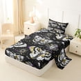 thumbnail image 2 of Homewish Death Moths Twin Sheets,Halloween Spooky Skull Bedding,Yellow Purple,3-Piece,1 Fitted Sheet and 1 Pillowcase, 2 of 6