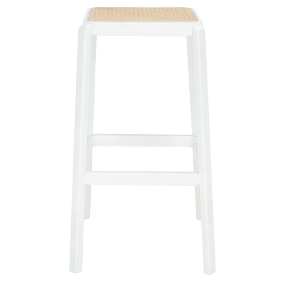 SAFAVIEH Silus Square Backless Bar Stool, White/Natural