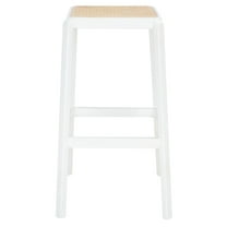 SAFAVIEH Silus Square Backless Bar Stool, White/Natural