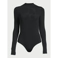 Scoop Women's Seamless Mock Neck Bodysuit with Long Sleeves, Sizes XS