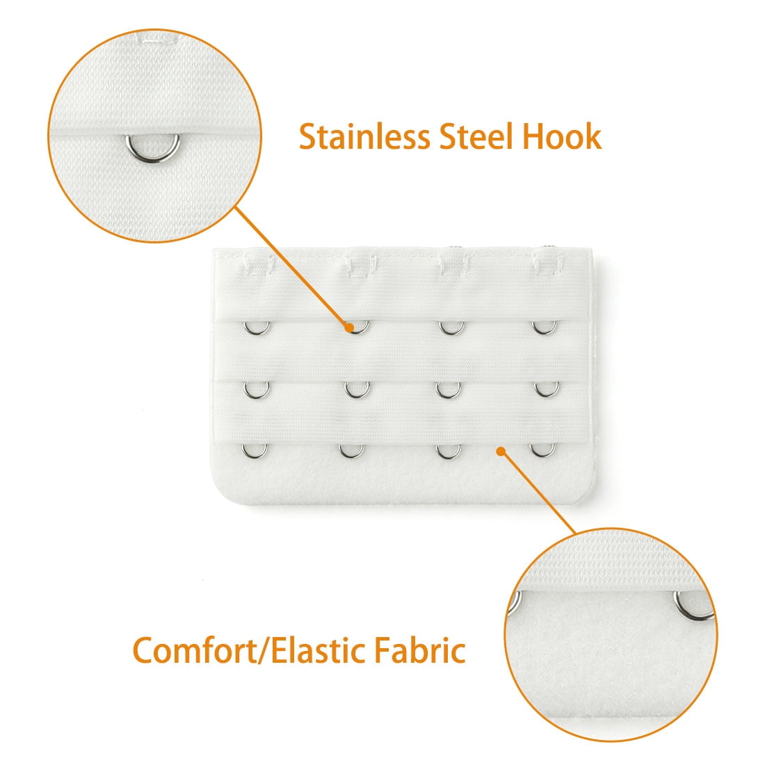Unique Bargains 3pcs Women 3 Rows 4-hook Bra Strap Extension Bra Extender White