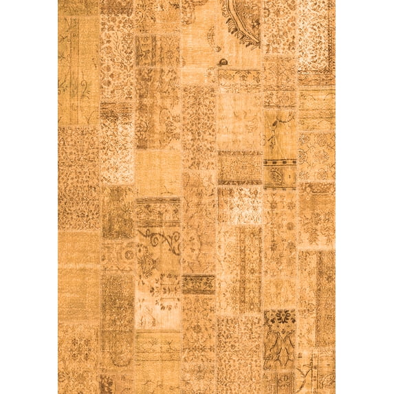 Ahgly Company Indoor Rectangle Patchwork Orange Transitional Area Rugs, 8' x 12'