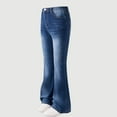 thumbnail image 2 of Eltusu Girls Jeans with Pockets, Fare Leg Slim Fit Elastic Waist Stretch Denim Pants Dark Blue Size 12-13T, 2 of 3
