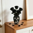thumbnail image 5 of Gothic Skull Vase Decorative Flower Holder, Black Faceted Crystal Style Vase with 3D Skull Sculptures, Dark Gothic Home Decor Accent for Living Room, Tabletop, Shelf, Halloween Display, 5 of 6