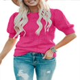 thumbnail image 1 of QJUHUNG Chandails à Manches Courtes Bouffantes pour Femmes, Légers et Amples, Chandail en Tricot Pointelle, 1 of 5