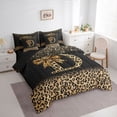 thumbnail image 2 of Erosebridal Chic Cheetah Print Bedding Comforter Set, Personalized Initial D Full Bedding Set, Black Brown, Black Reversible 7pcs, 2 of 6