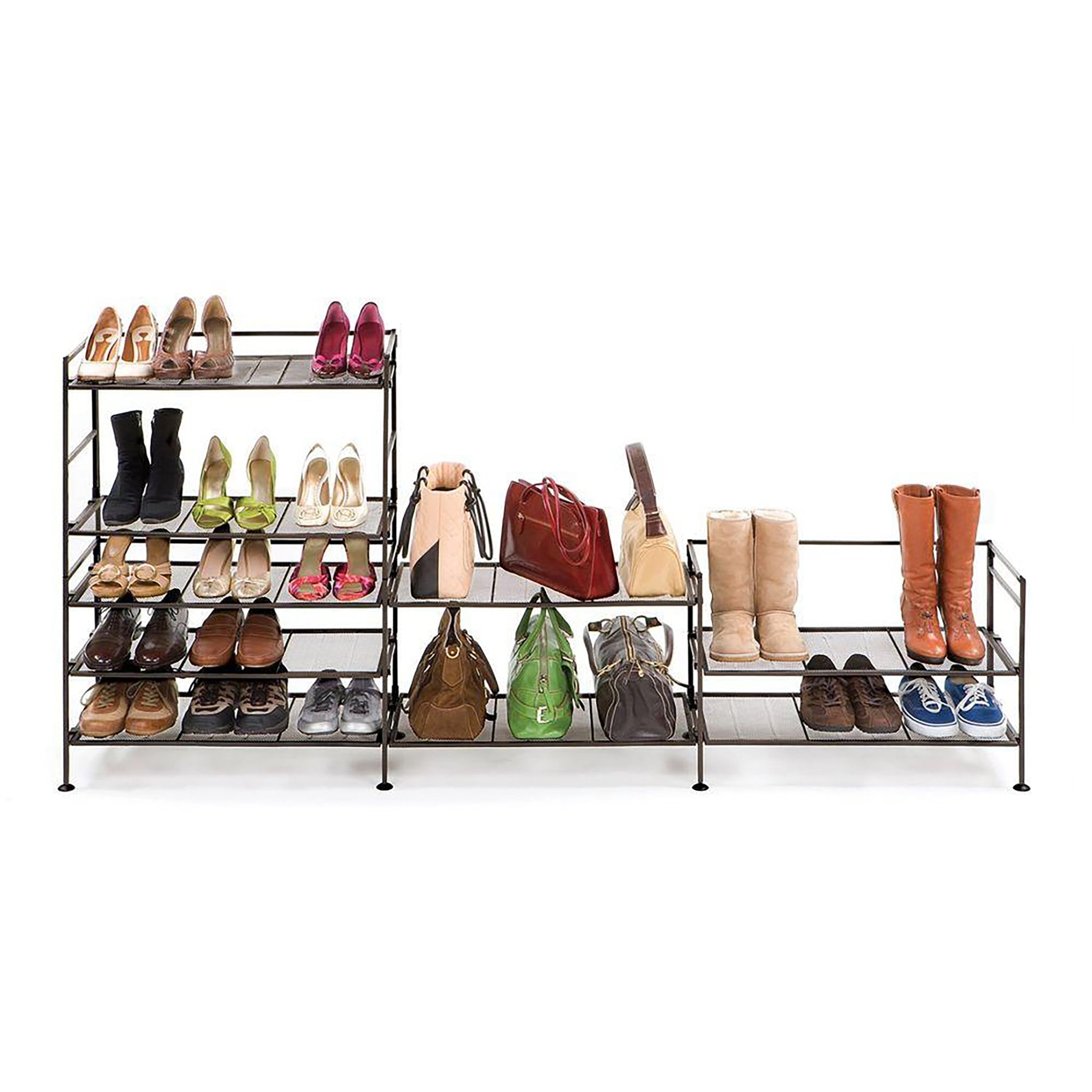 Seville Classics 3-Tier Shoe Rack, Metal and Mesh, Bronze
