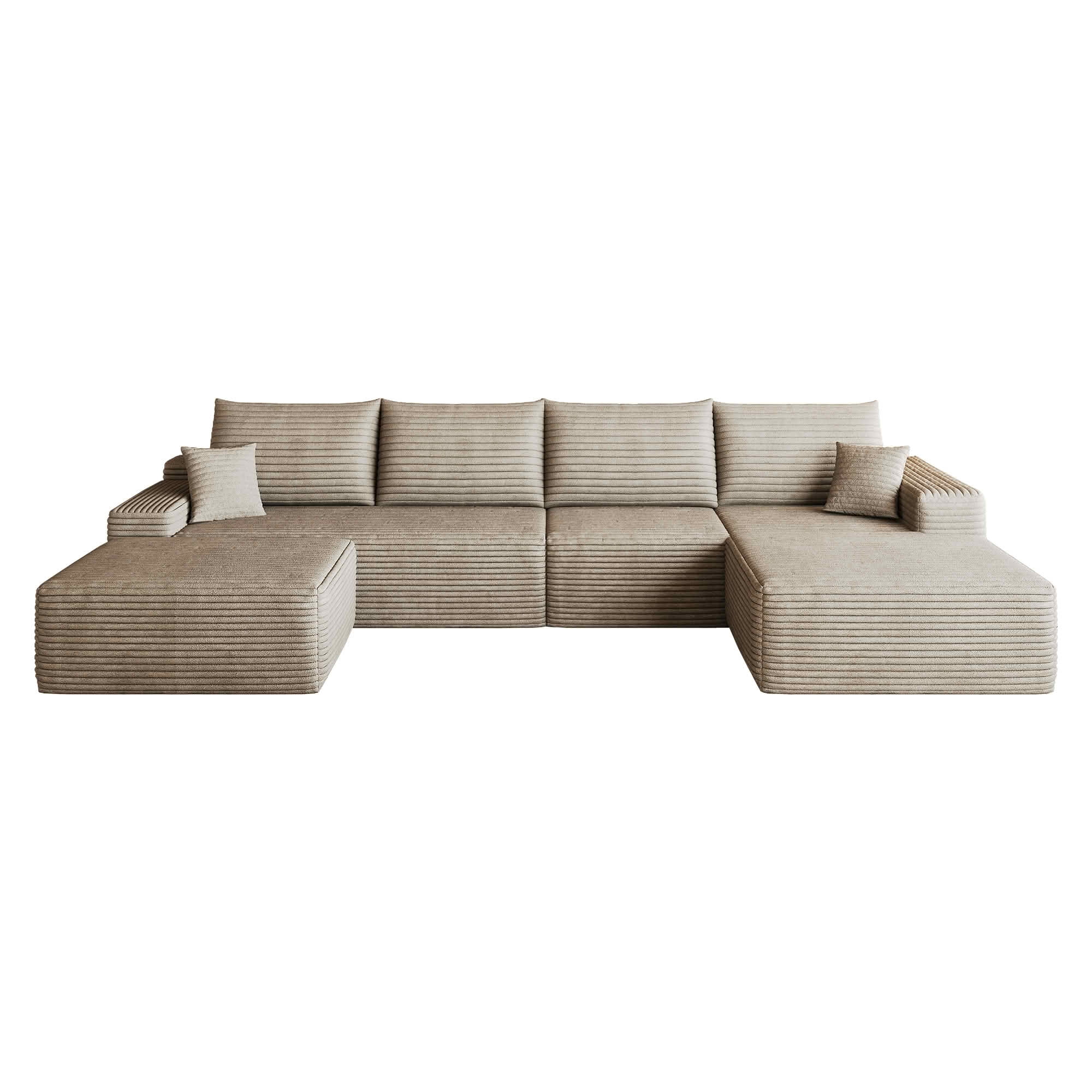 MAYEERTY 135 Inch L‑Shape Cloud Sectional Couch with Chaise, Modern Modular Deep‑Seat Sofa, Plush Corduroy Upholstered Couch, No Assembly Required for Living Room Bedroom Apartment