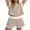 Light Brown, variant on Women’s Casual Outfits Short Sleeve Stripes Print Tops + Shorts 2 Pcs Set Loungewear Trend Clothes
