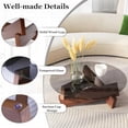 thumbnail image 7 of Round Modern Coffee Table for Living Room, Coffee Tables for Living Room with Glass Top and Cross Solid Wood Legs, Multifunctional Low Table for Apartment, Bedroom(Brown,80 * 80 * 31cm), 7 of 7