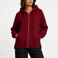 thumbnail image 4 of Iyufng Women's Full Zip Hoodie Jackets, Drawstring Long Sleeve Oversized Loose Hooded Sweatshirt Coat with Pockets for Fall Winter Casual Daily Outfits, 4 of 7