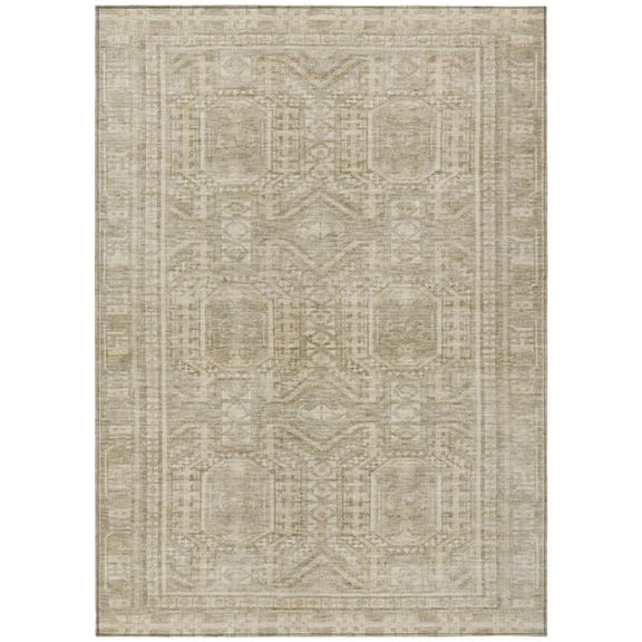 HomeRoots 625899 10 x 14 ft. Beige & Ivory Geometric Washable Transitional Indoor & Outdoor Rectangle Area Rug