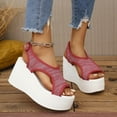 thumbnail image 7 of HAOTAGS Womens Casual Wedge Heel Sandals Walking Platform Sandals Red Size 6, 7 of 7