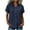 Dark Blue, variant on Womens Summer Blouses Point Collar Solid Color Short Sleeve Button Down Chest Pocket Casual Tops White S