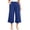 Blue, variant on Women's Wide Leg Capri Pants Lightweight Casual Elastic High Waisted Palazzo Capris Summer Flowy Beach Lounge Cropped Trousers with Pockets