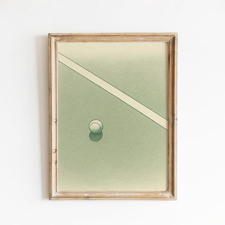 Minimal Tennis Court Green Modern Sports Lovers Sports Room Game Room Office Decor Wall Art Unframed Paper Print